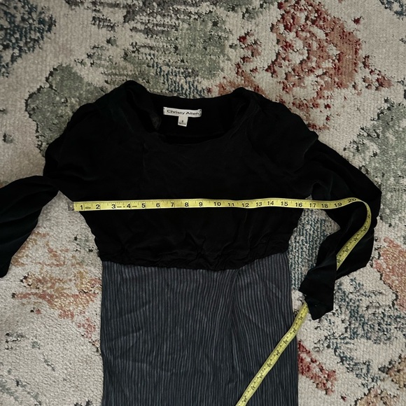 Vintage 90s Christy Allen High Waist Combined Print Black Dark Gray Maxi Dress - Picture 7 of 11